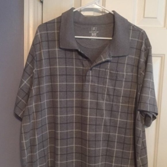 George Men's 2XL Short Sleeve Gray Window Pane Plaid Chest Pocket - Picture 1 of 4